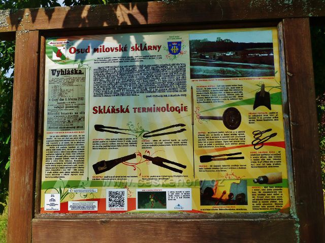 České Milovy - panel Osud milovské sklárny na odpočinkovém místě