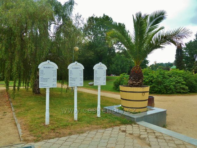 Františkovy Lázně - venkovní panely Glauberových pramenů