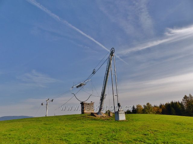 Mistrovice - zakončení lyžařského vleku na vrcholu Malova kopce