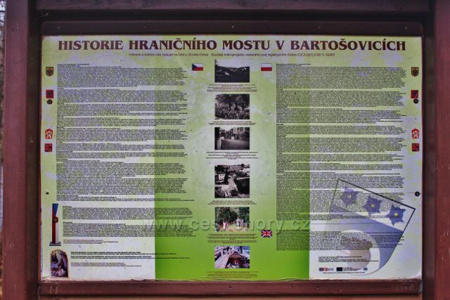 Bartošovice v O.h. - panel Historie hraničního mostu v Bartošovicích