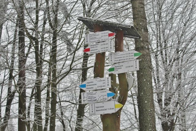 Spalona - turistický rozcestník před chatou Jagodna