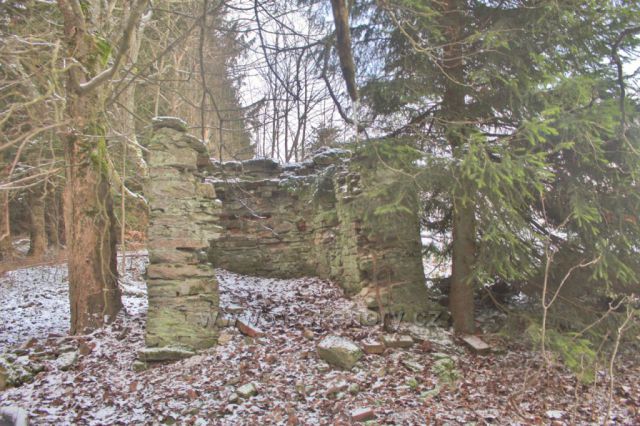 Panské Pole - torzo kapličky na okraji lesa nad Údolíčkem