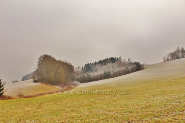 Písečná - pohled z cesty k Záhořskému rybníku k Mechnáči