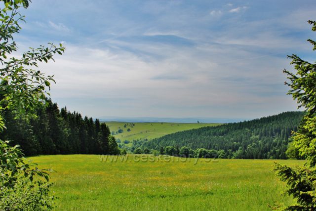Pohled z Vysokého kořenu do údolí potoka Hadinec