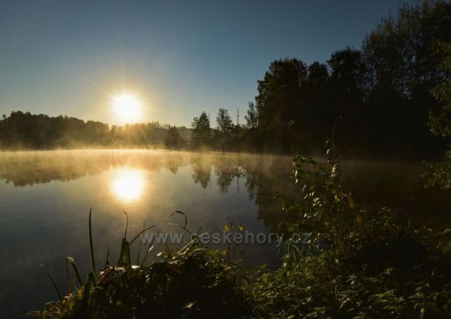 Ráno u rybníka na Vysočině