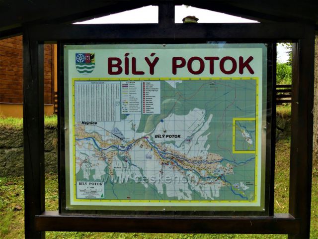 Bílý Potok - plán obce na odpočinkovém místě.