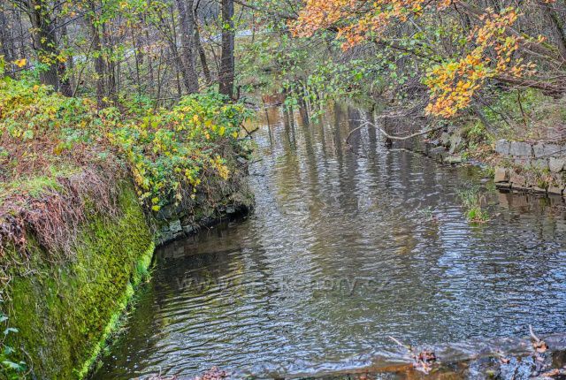 Potok Jelenka ústí do  řeky Úhlavy v Janovicích