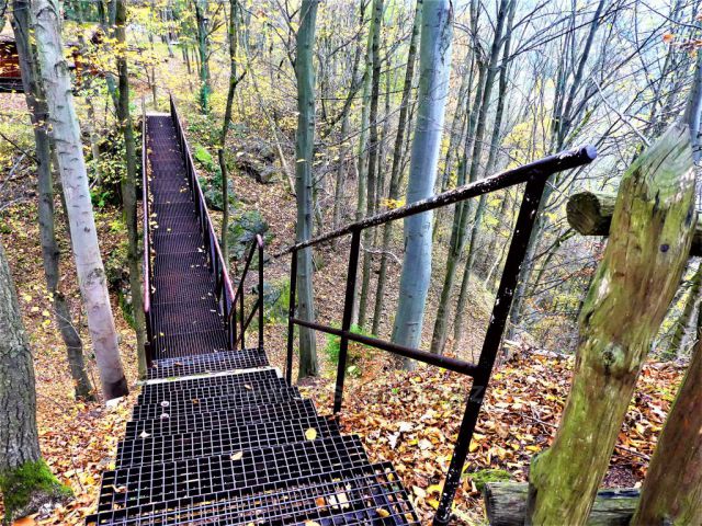 Skuhrov nad Bělou. Schody k rozhledně.