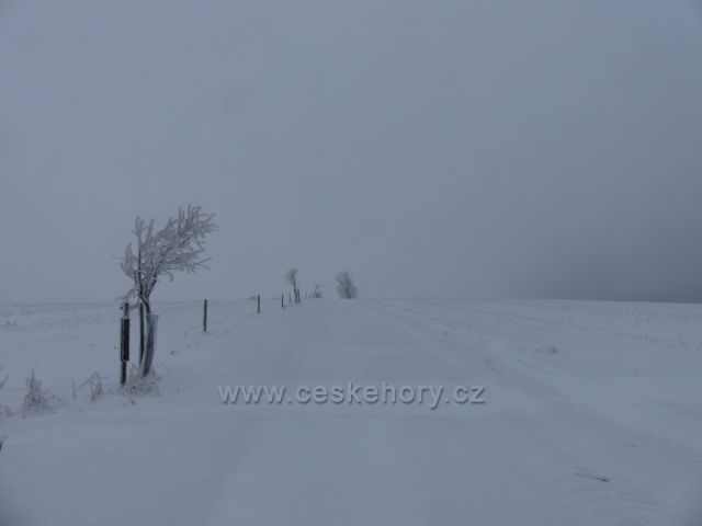 Mlha na hřebenu vrchu Polom